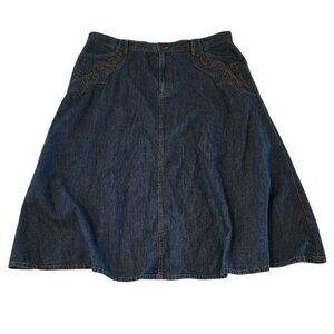 Lauren Jeans Co. Ralph Lauren Womens Denim A-Line Skirt 18W Blue Embroidered 100